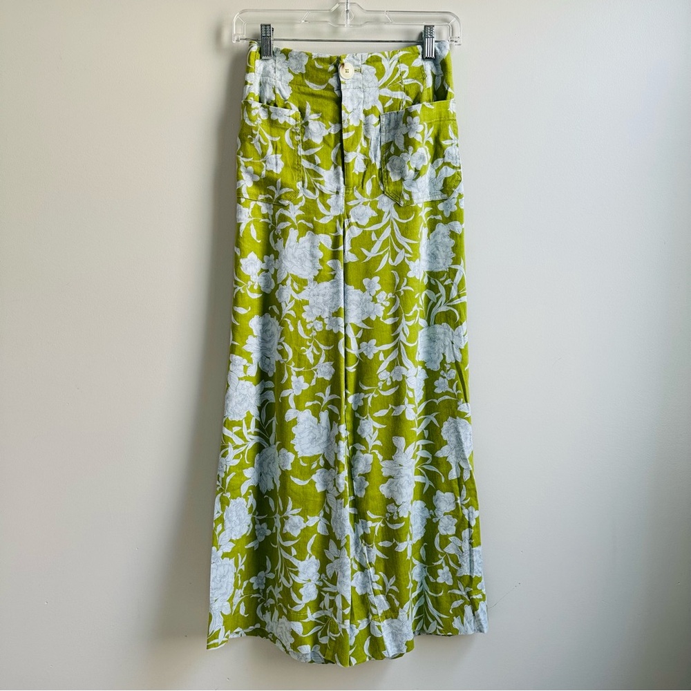Anthropologie Maeve London Wide Leg Pants in Blue Motif XS - Picture 2 of 13